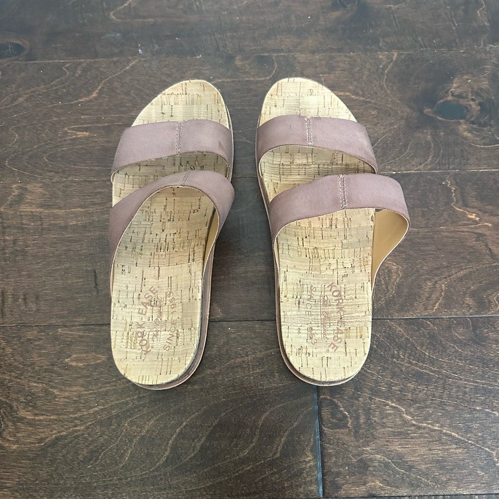 Kork-Ease Tan Leather Slide Sandals - Picture 2 of 2